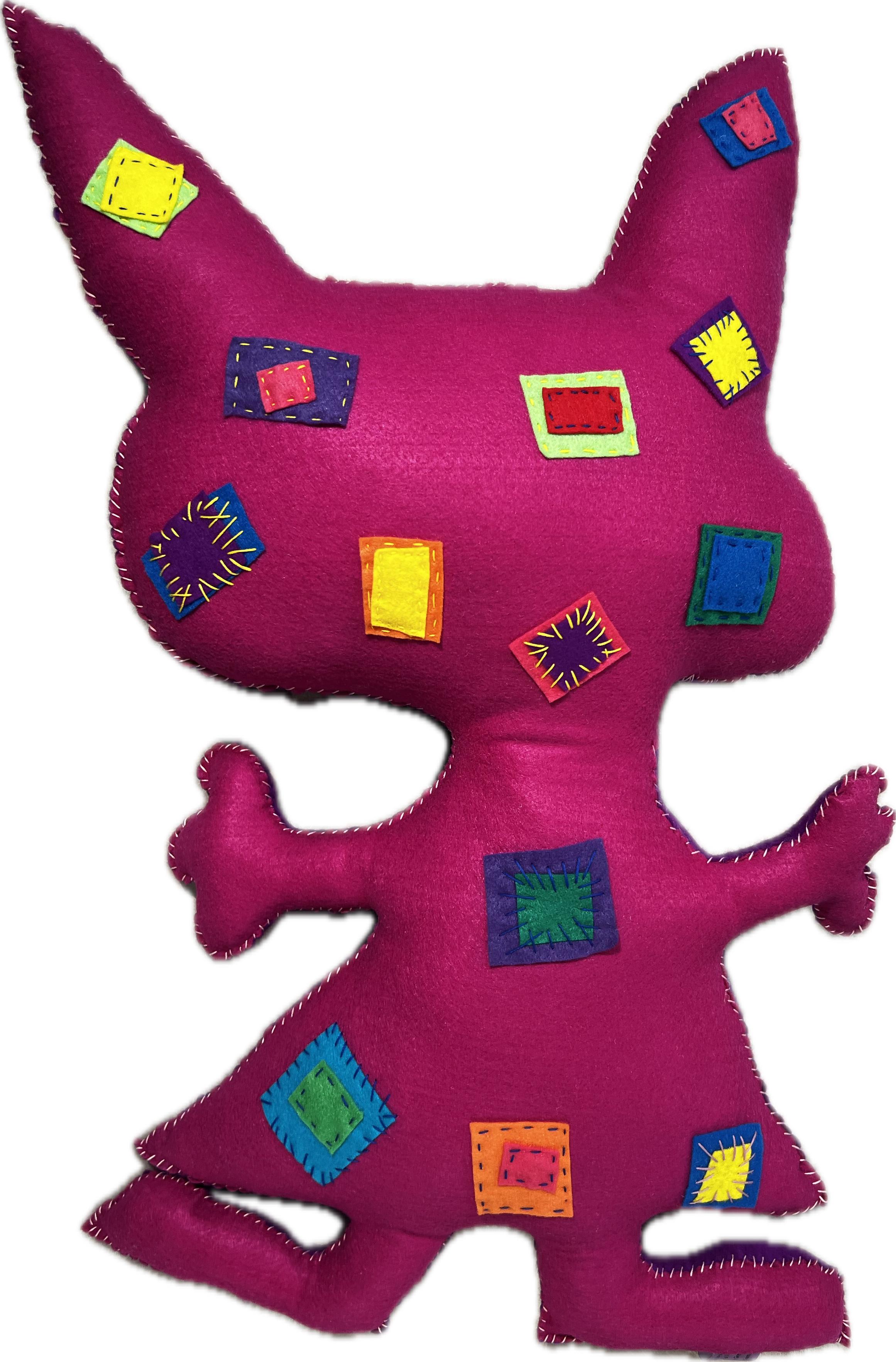 Purple and Pink Free Range Critter, soft sculpture, by Kerry Green, Oppenheimer 1