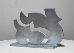 Smoke, sculpture, by Kerry Green, aluminum, silver, abstract, maquette
