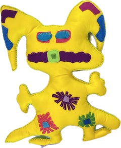 Yellow and Green Free Range Critter, by Kerry Green, soft sculpture, Santa Fe