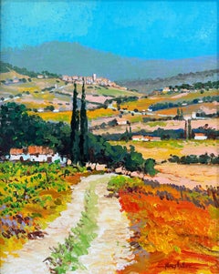 "Foothills of Tuscany" Pittura italiana post-impressionista su tela con cornice
