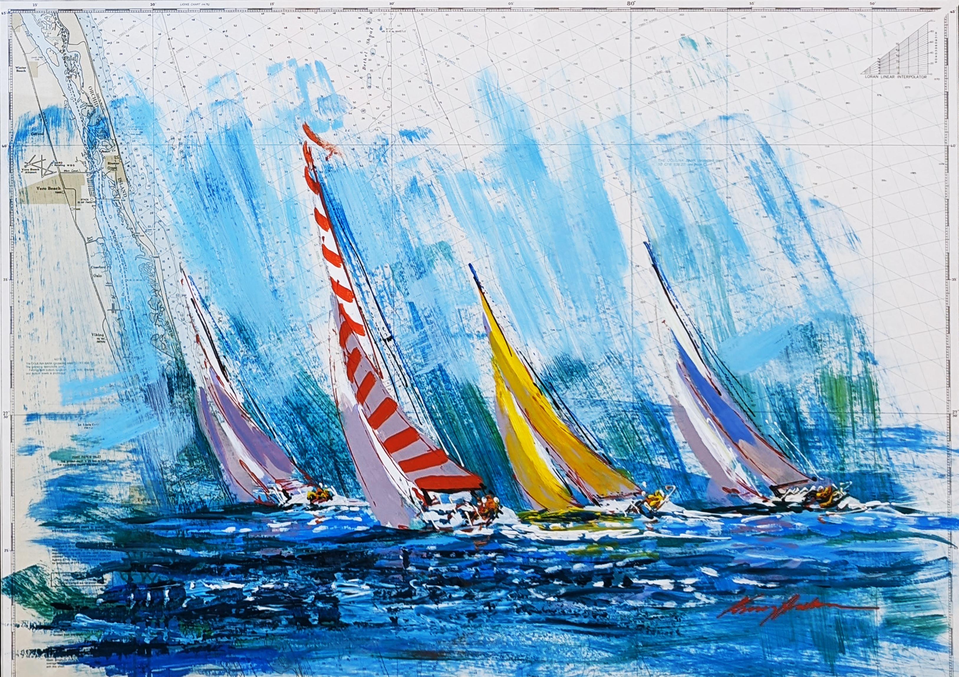 SAILBOATS - Painting by Kerry Hallam