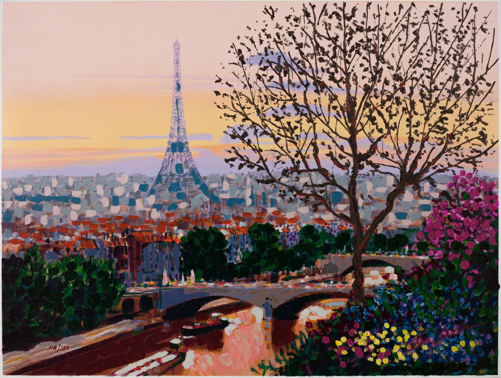 Coucher de soleil à Paris - Print de Kerry Hallam