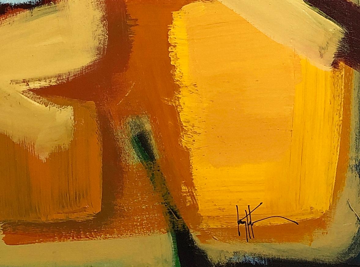 Culmination of Things - 21st C., Contemporary, Abstract vs Figurative, Acrylic  - Brown Abstract Painting by Kerry Horne