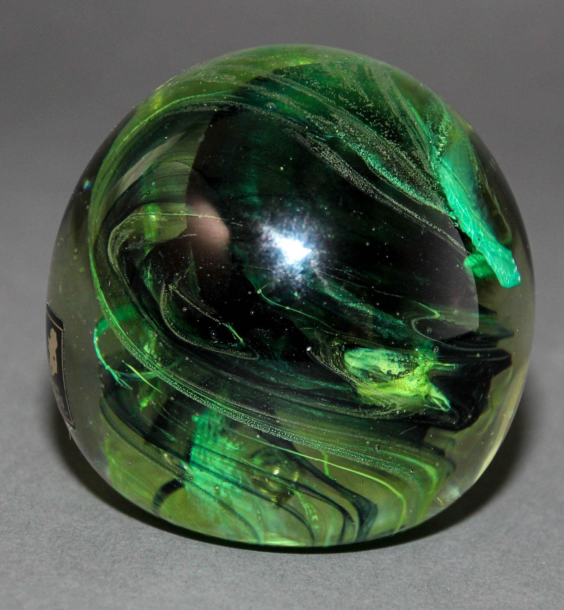 KERRY Irish Art Glass Paperweight Hand Blown in a Jade to Emerald Green 1980s For Sale 7