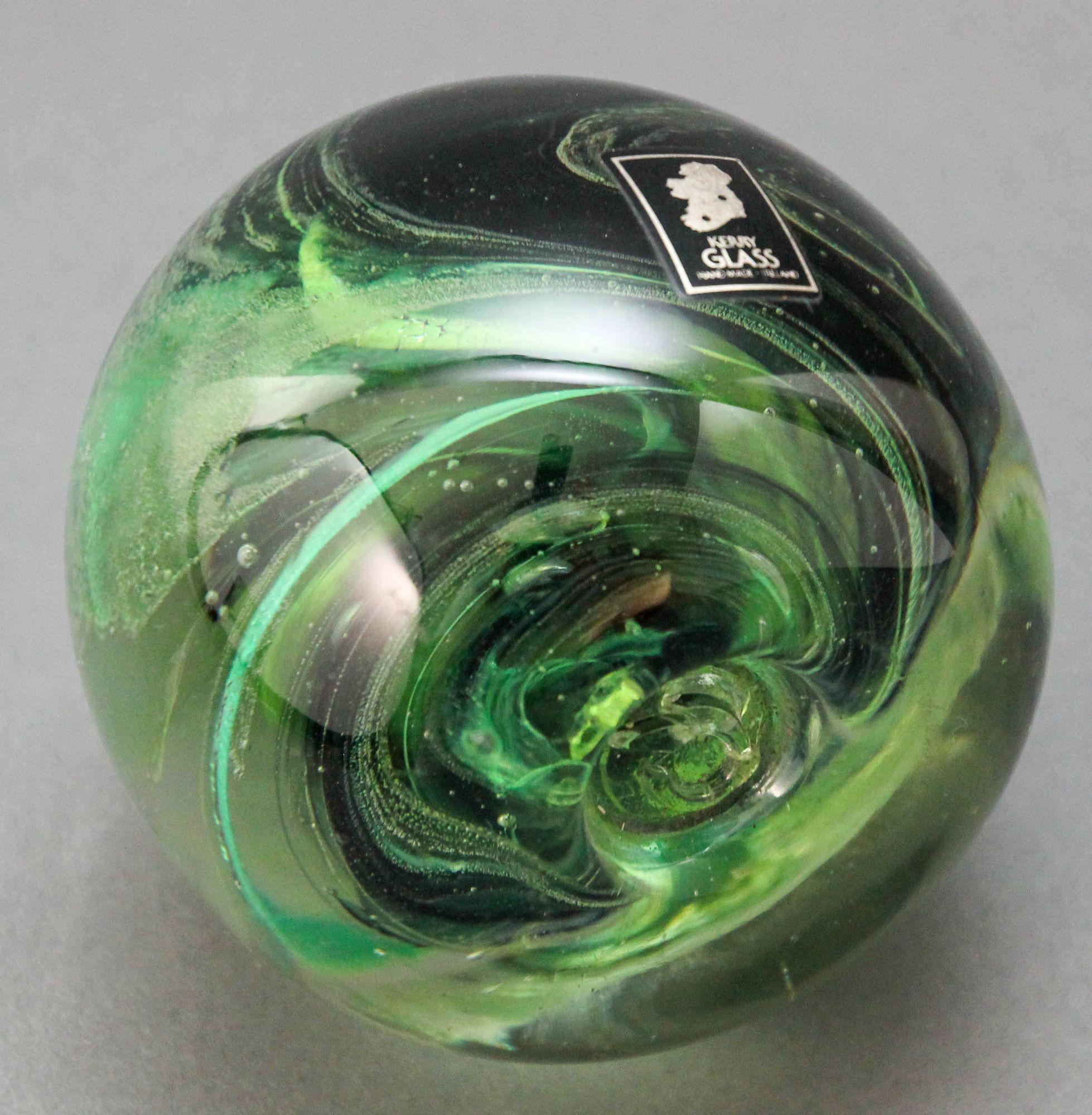 KERRY Irish Art Glass Paperweight Hand Blown in a Jade to Emerald Green 1980s For Sale 2