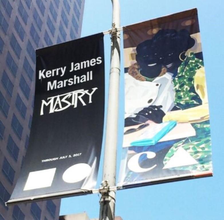 Mastry 2017 Exhibition Banner
Actual Banner Prominently Displayed in Downtown LA


Throughout a career spanning four decades, Kerry James Marshall has continuously interrogated and addressed the omission of black individuals from the Western