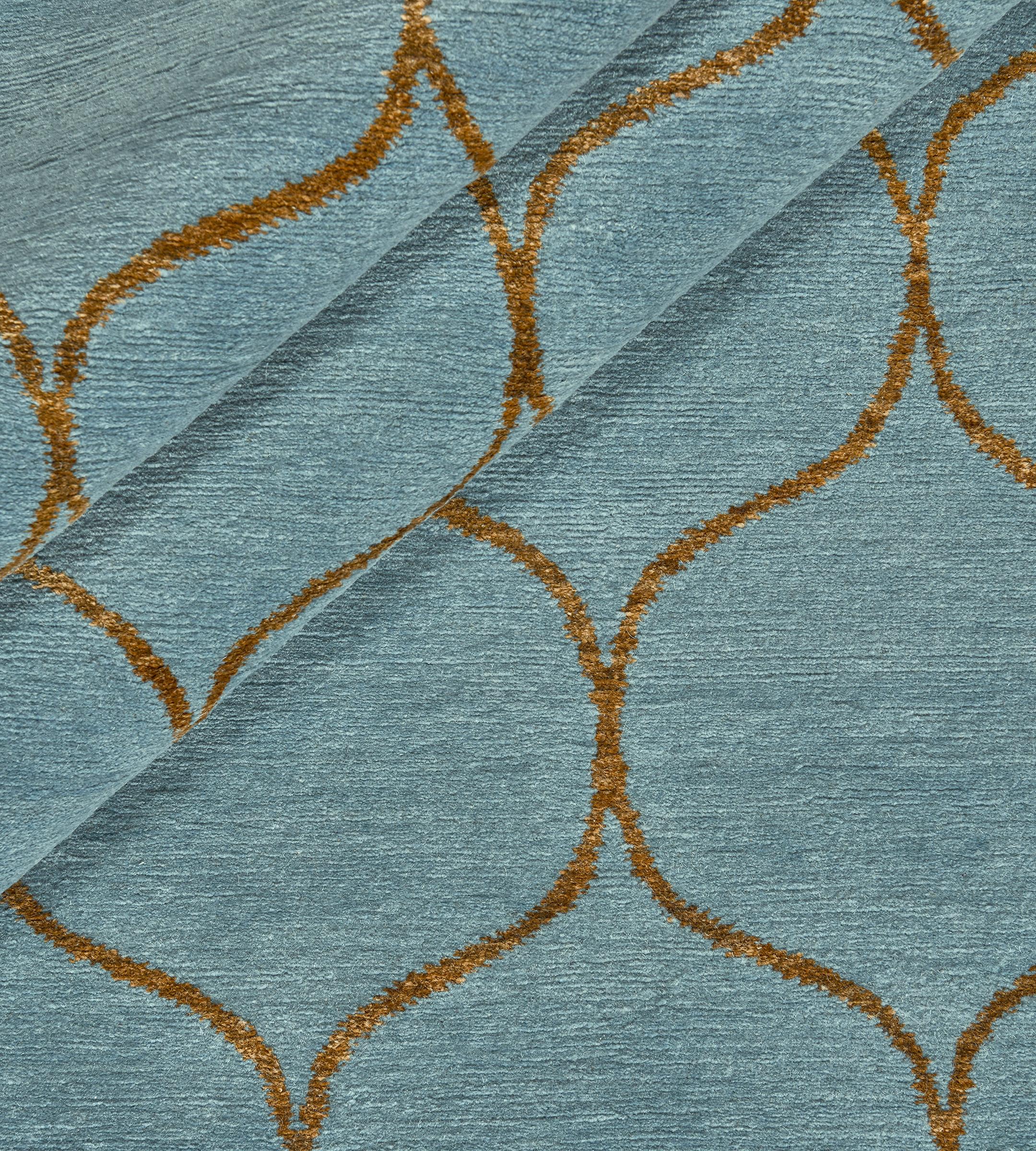 Kerry Joyce Handwoven Wool Teal Su Rug For Sale 4