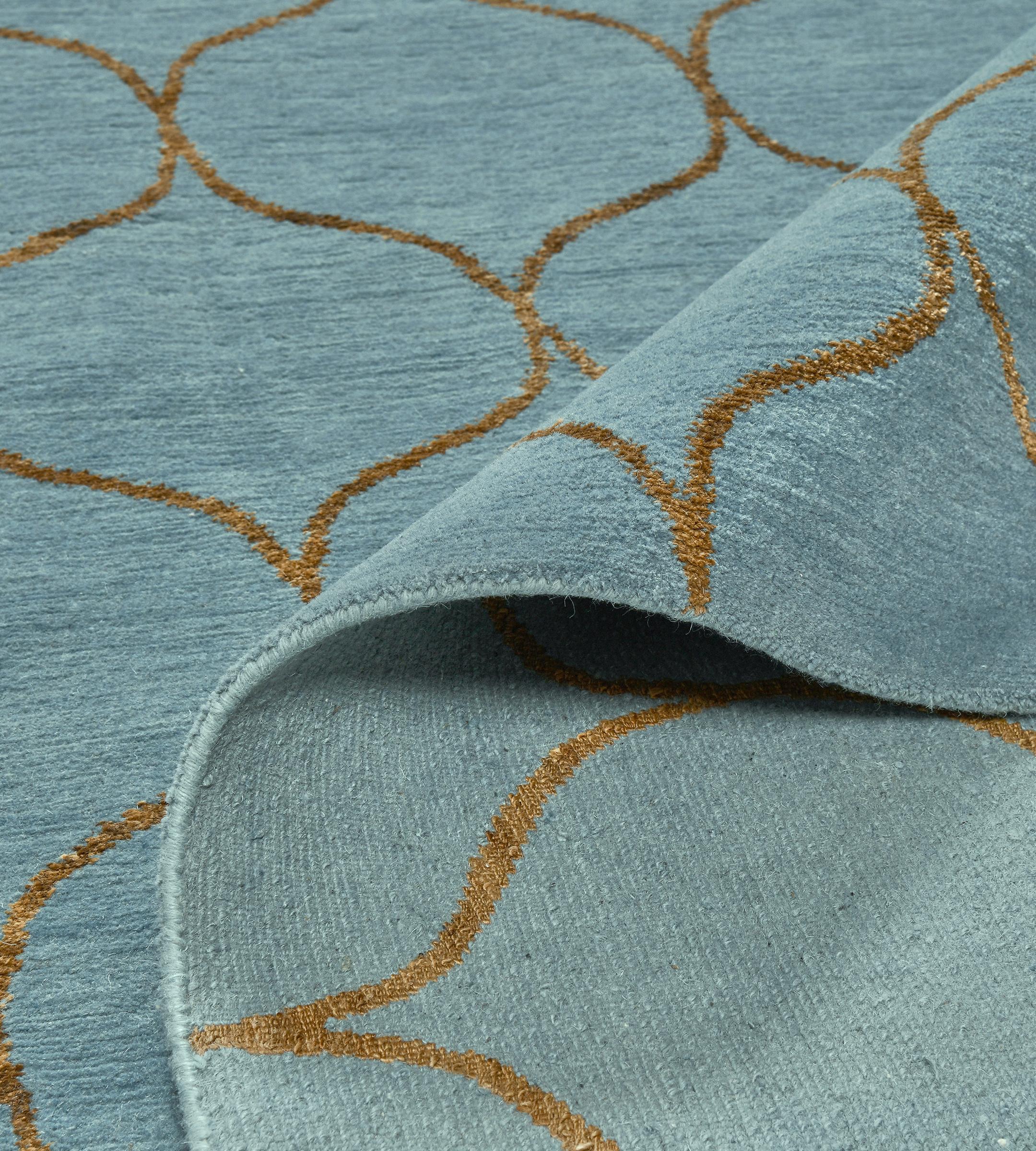 Kerry Joyce Handwoven Wool Teal Su Rug For Sale 5