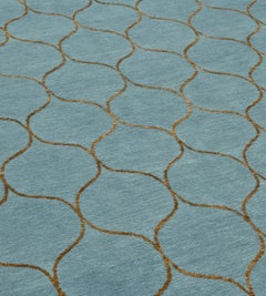 Kerry Joyce Handwoven Wool Teal Su Rug, Modern Design, USA, 2010+