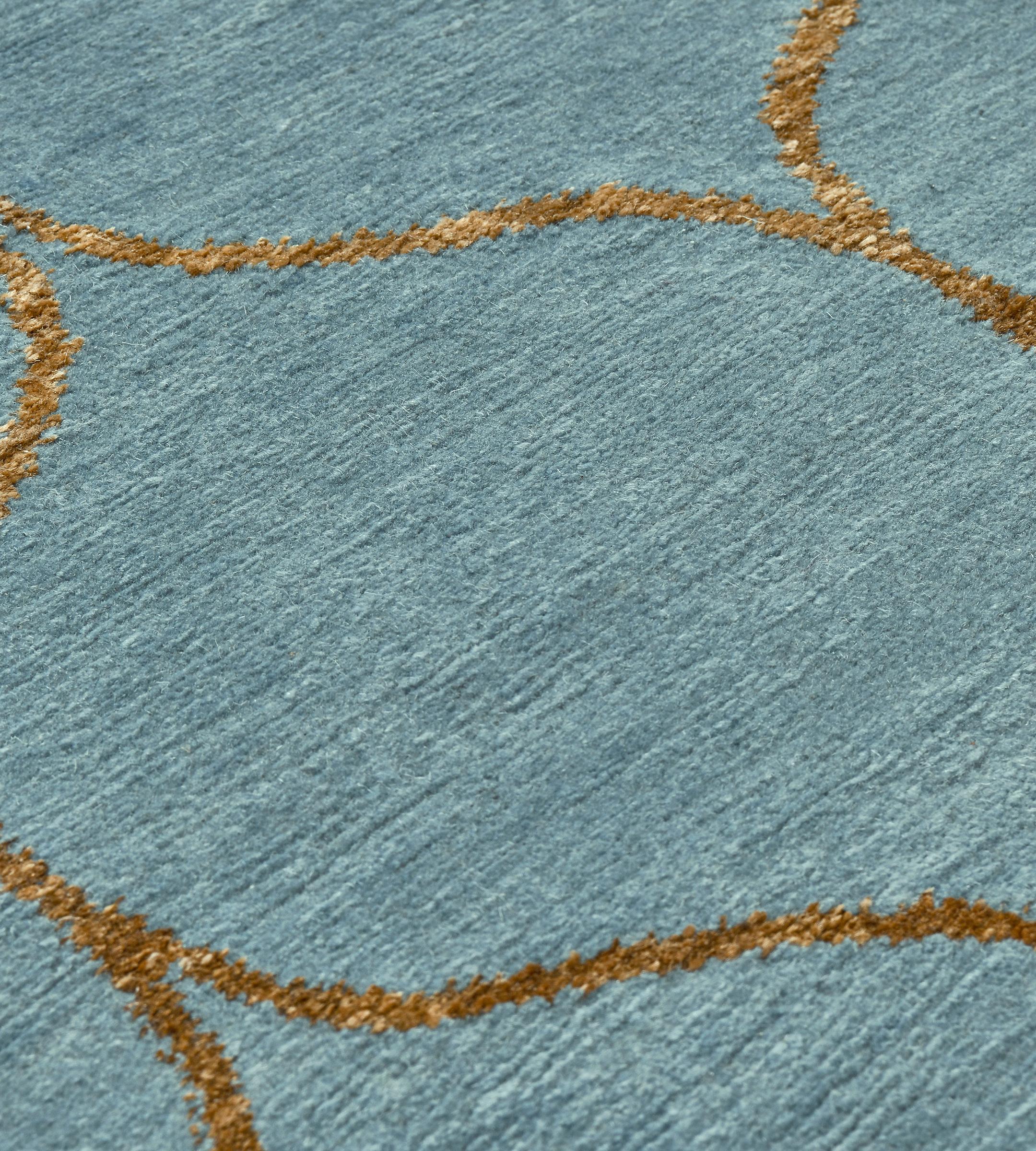 Kerry Joyce Handwoven Wool Teal Su Rug In New Condition For Sale In West Hollywood, CA