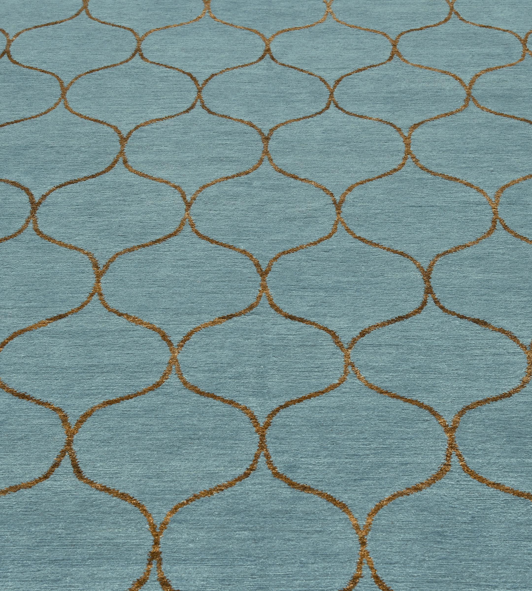 Kerry Joyce Handwoven Wool Teal Su Rug For Sale 3