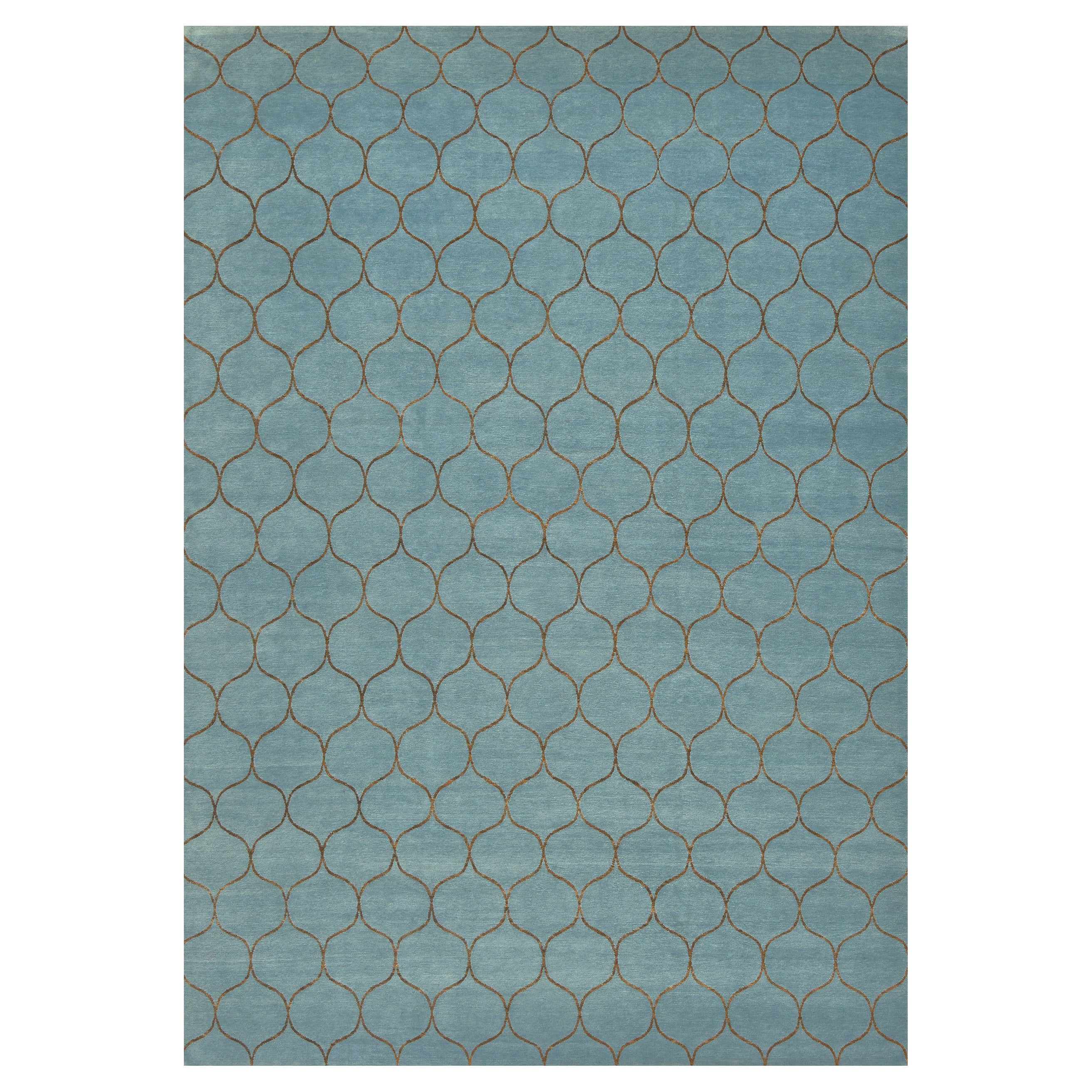 Kerry Joyce Handwoven Wool Teal Su Rug For Sale