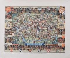 Cambridge Map, Original Vintage Poster by Kerry Lee