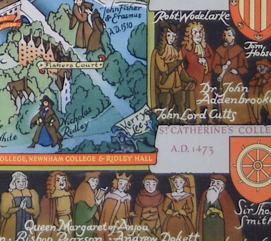 Mapa de Cambridge Póster vintage original de Kerry Lee en venta 1