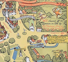 The Life of Shakespeare and Map of Stratford-upon-Avon, lithograph by Kerry Lee