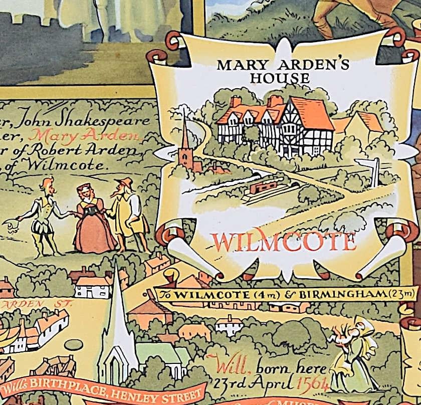 La vita di Shakespeare e la mappa di Stratford-upon-Avon, litografia di Kerry Lee in vendita 2