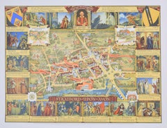 La vita di Shakespeare e la mappa di Stratford-upon-Avon, litografia di Kerry Lee