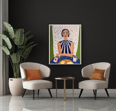 Aced It, Original Painting, Contemporary Portrait, Food art, Coffee and cards