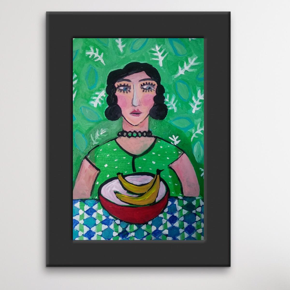 Bananas?!?, portrait art, figurative art, affordable art, original art 1