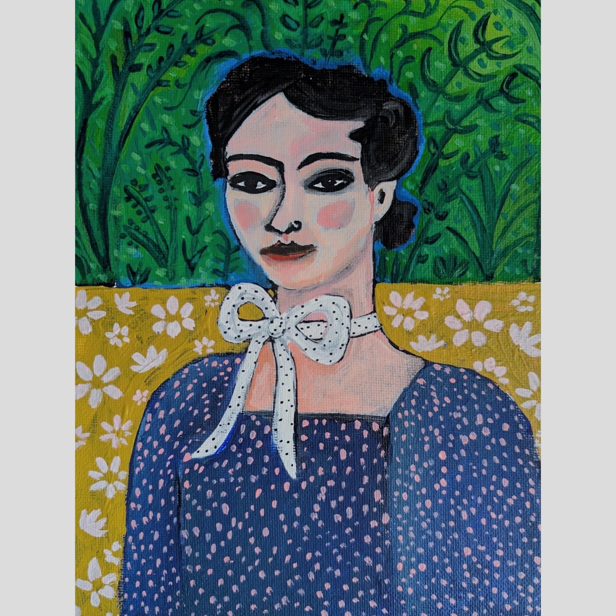 Fancy Ribbon, Porträt, zeitgenössisch, Originalgemälde – Painting von Kerry Louise Bennett
