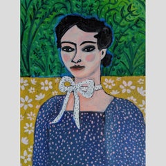 Fancy Ribbon, ritratto, contemporaneo, dipinto originale