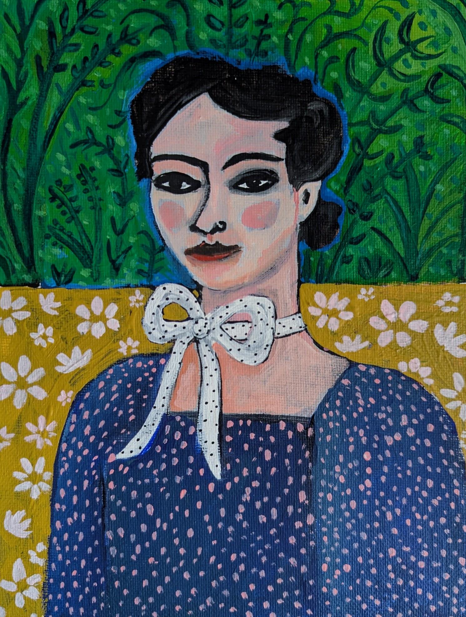 Fancy Ribbon, Porträt, zeitgenössisch, Originalgemälde