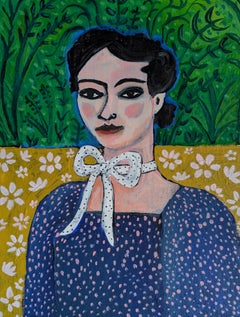 Fancy Ribbon, Porträt, zeitgenössisch, Originalgemälde