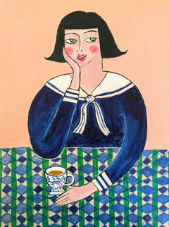 Hello Sailor, original painting, portrait, abstract, contemporary