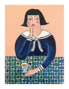 Hello Sailor, peinture originale, portrait, abstrait, contemporain