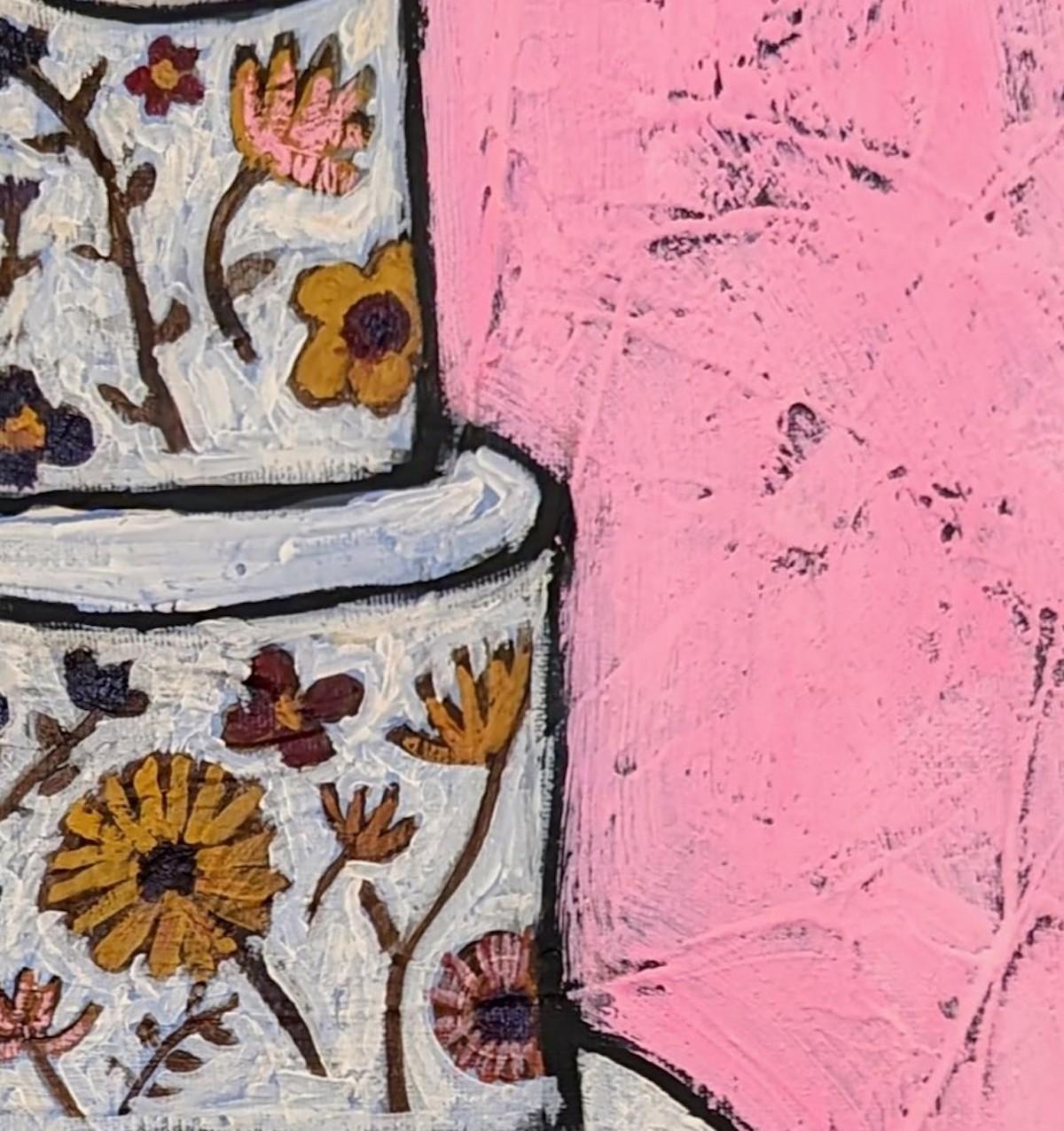 Incroyable gâteau à fleurs Edible, nature morte lumineuse, art populaire contemporain - Contemporain Painting par Kerry Louise Bennett