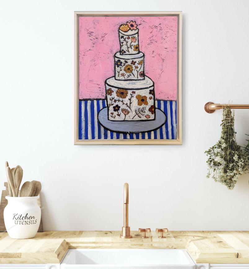 Incredibile torta di fiori commestibili, luminosa natura morta di arte alimentare, arte pop contemporanea in vendita 3