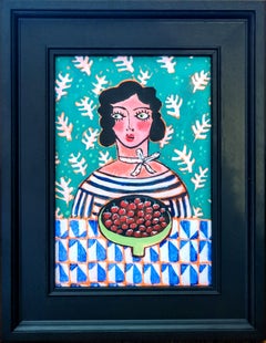 Life's a Bowl of Cherries, Paper, Painting Kerry Louise Bennett naive art