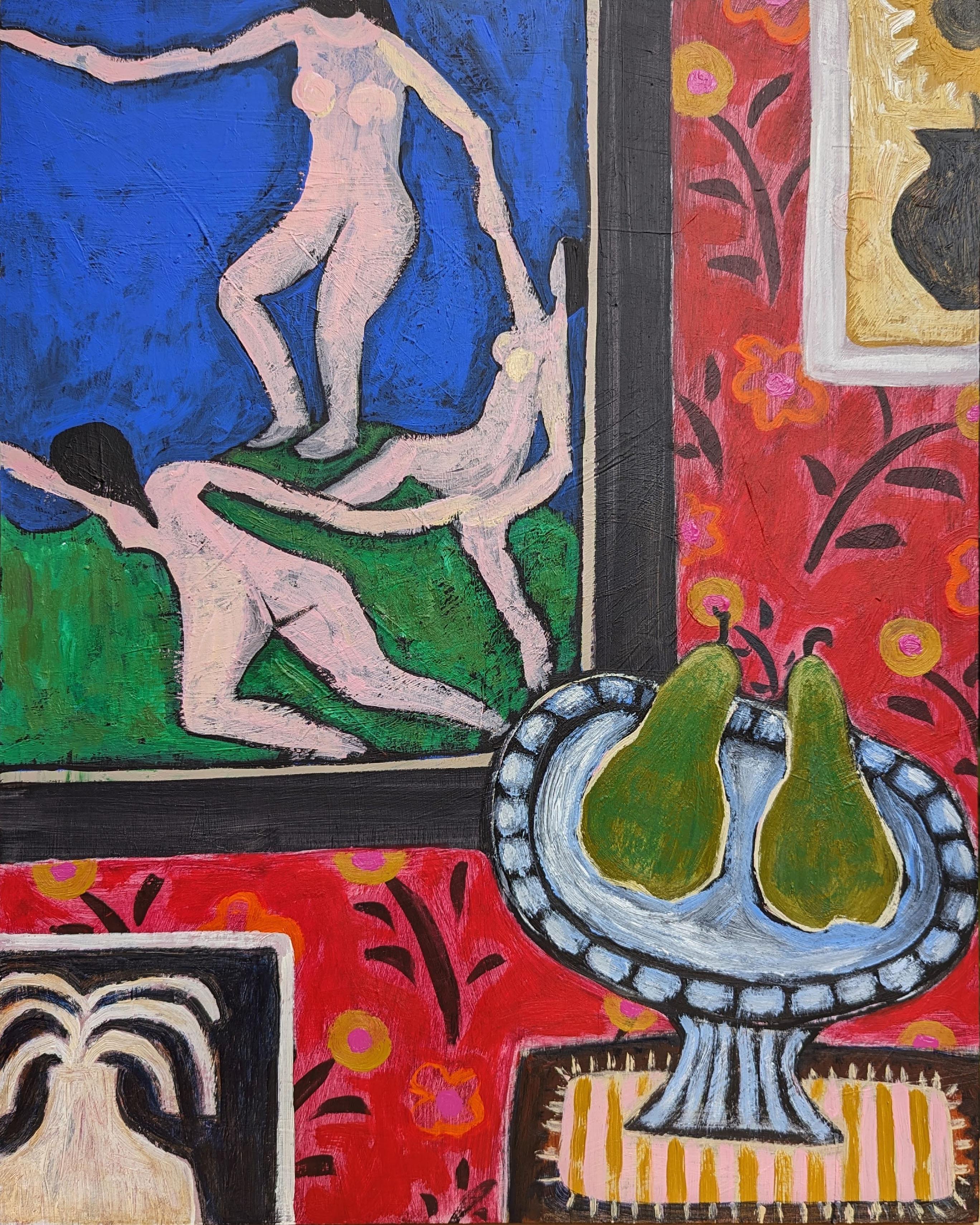 Kerry Louise Bennett Still-Life Painting - Matisse with Pears, Original Painting, Contemporary, Paris