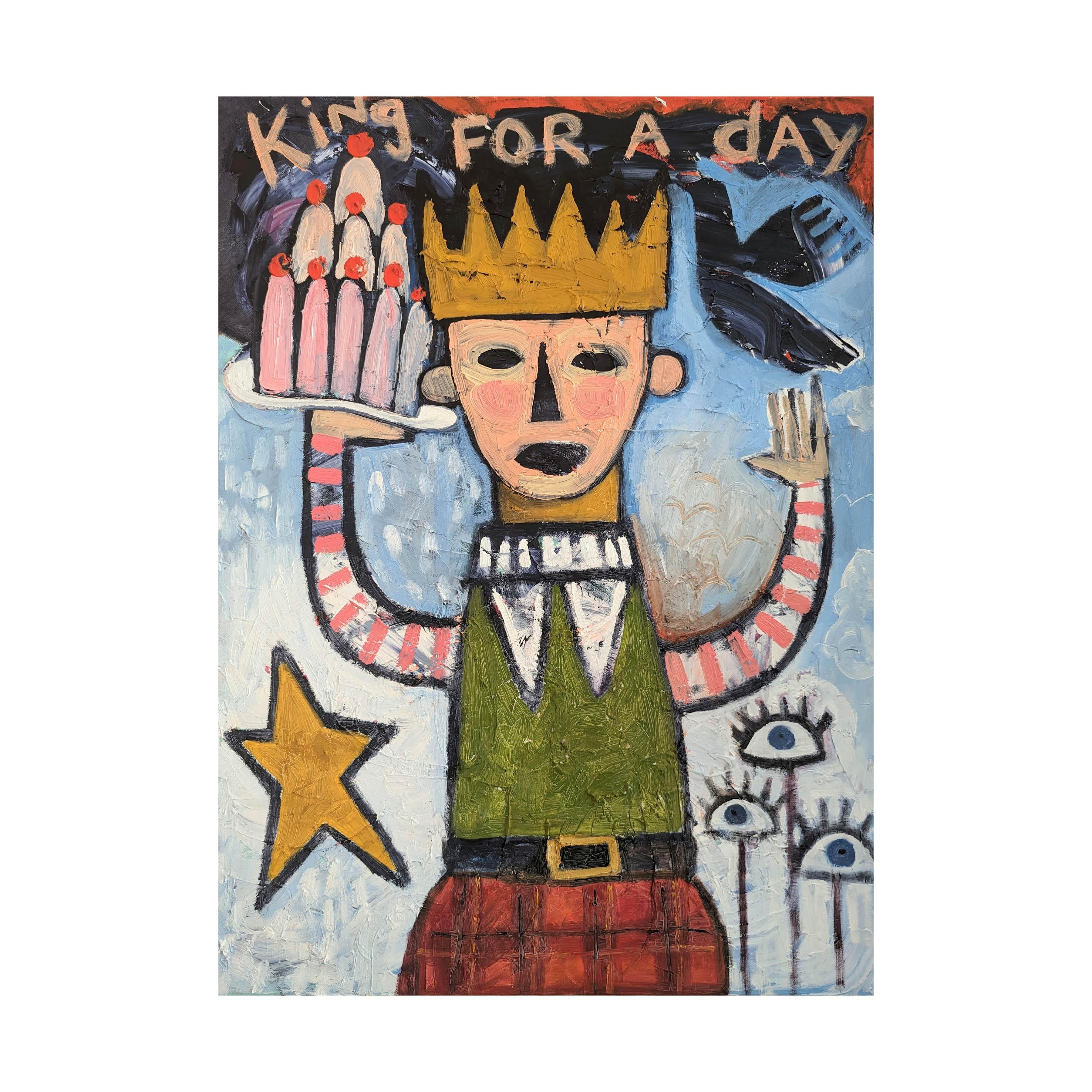 The Fool (King for a Day), Original painting, Figurative, Contemporary, King For Sale 4