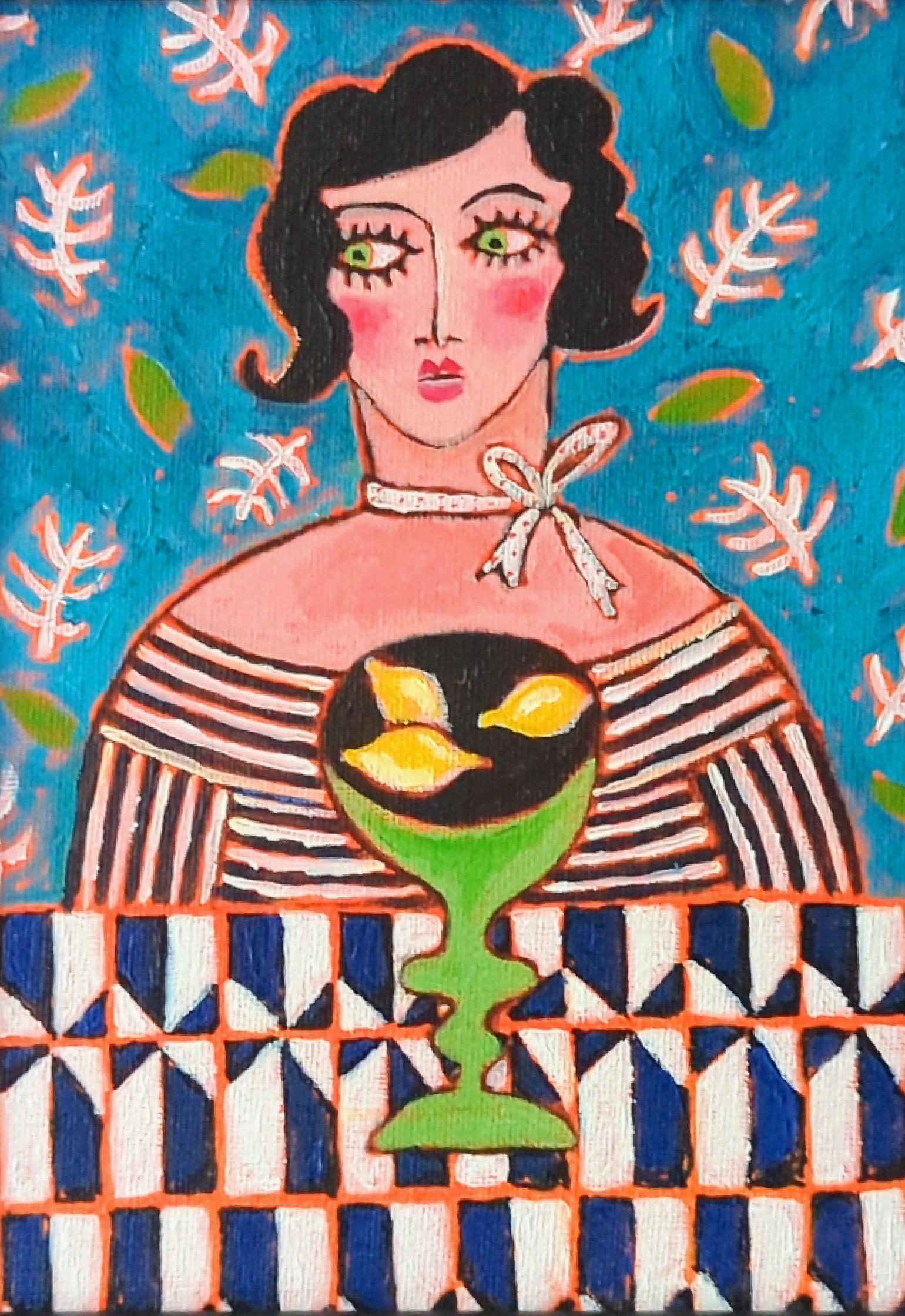 Cuando la vida te da limones....¡Ya sabes lo que tienes que hacer!, Pintura original, Mujer