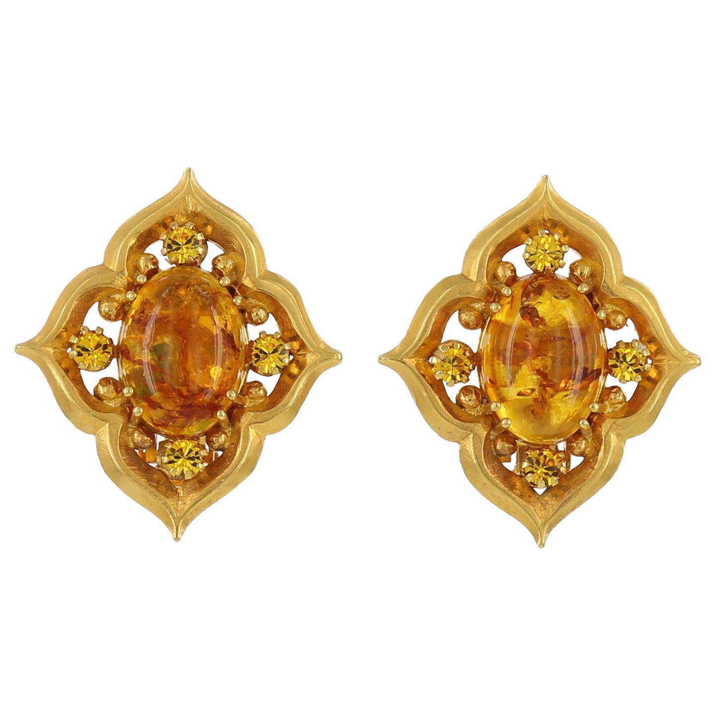 Kerry MacBride Gilded Bronze and Baltic Amber Earrings For Sale