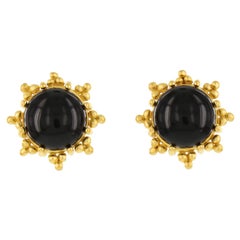 Kerry MacBride Gilded Bronze and Black Onyx Earrings