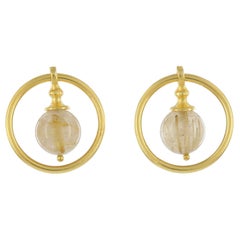 Kerry MacBride Gilded Bronze and Rutilated Quartz Earrings