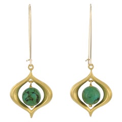 Kerry MacBride Gilded Bronze and Turquoise Drop Earring