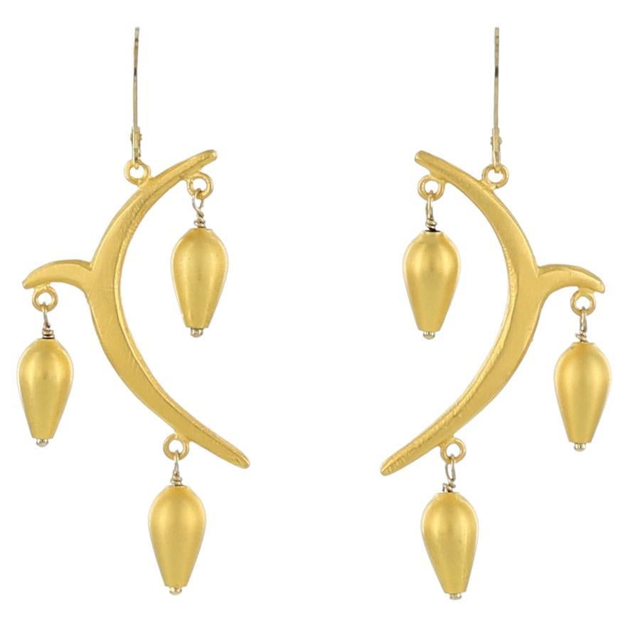 Kerry MacBride Gilded Bronze Chandelier Earrings For Sale