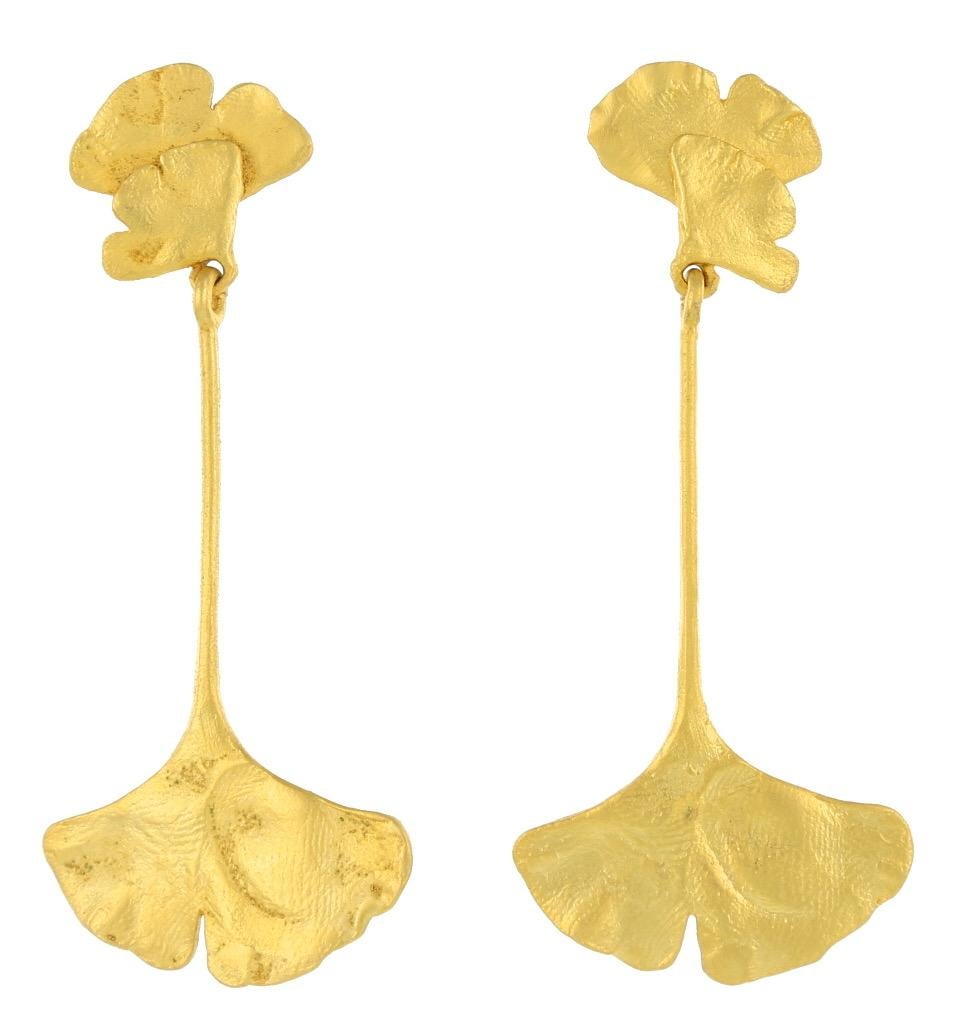 Kerry MacBride Gilded Bronze Single Gingko Earrings