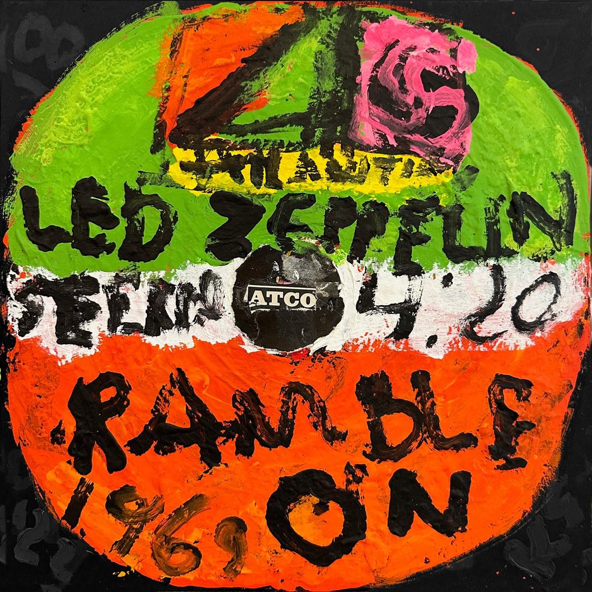 Figurative Painting Kerry Smith - Ramble On de Led Zeppelin - Étiquette de vinyle, Pop Art, Grammy