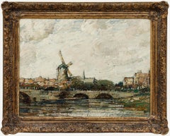 Kershaw Schofield (1872-1941) -Early 20th Century Oil, Windmill Under Grey Skies