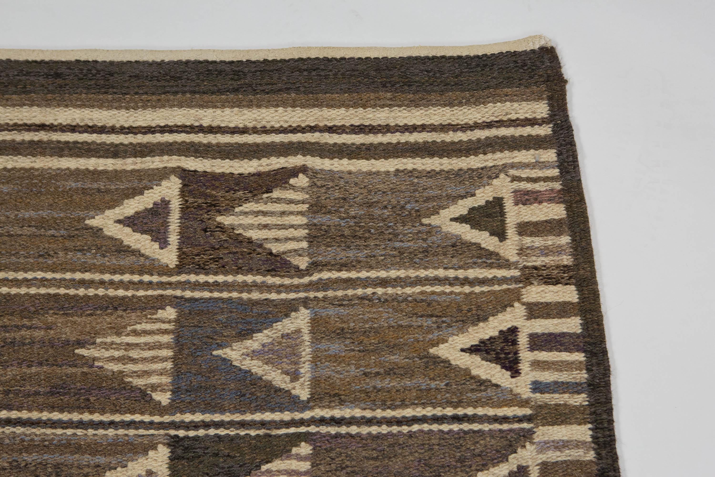 Kerstin Butler Swedish Rug by Södra Kalmar Läns Hemslöjd, Signed KB, 1962, SKLH For Sale 8