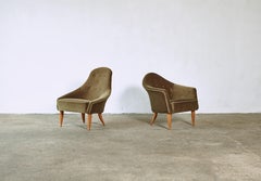Kerstin Hörlin-Holmquist Adam and Eva Chairs, Original Velvet, Sweden, 1964