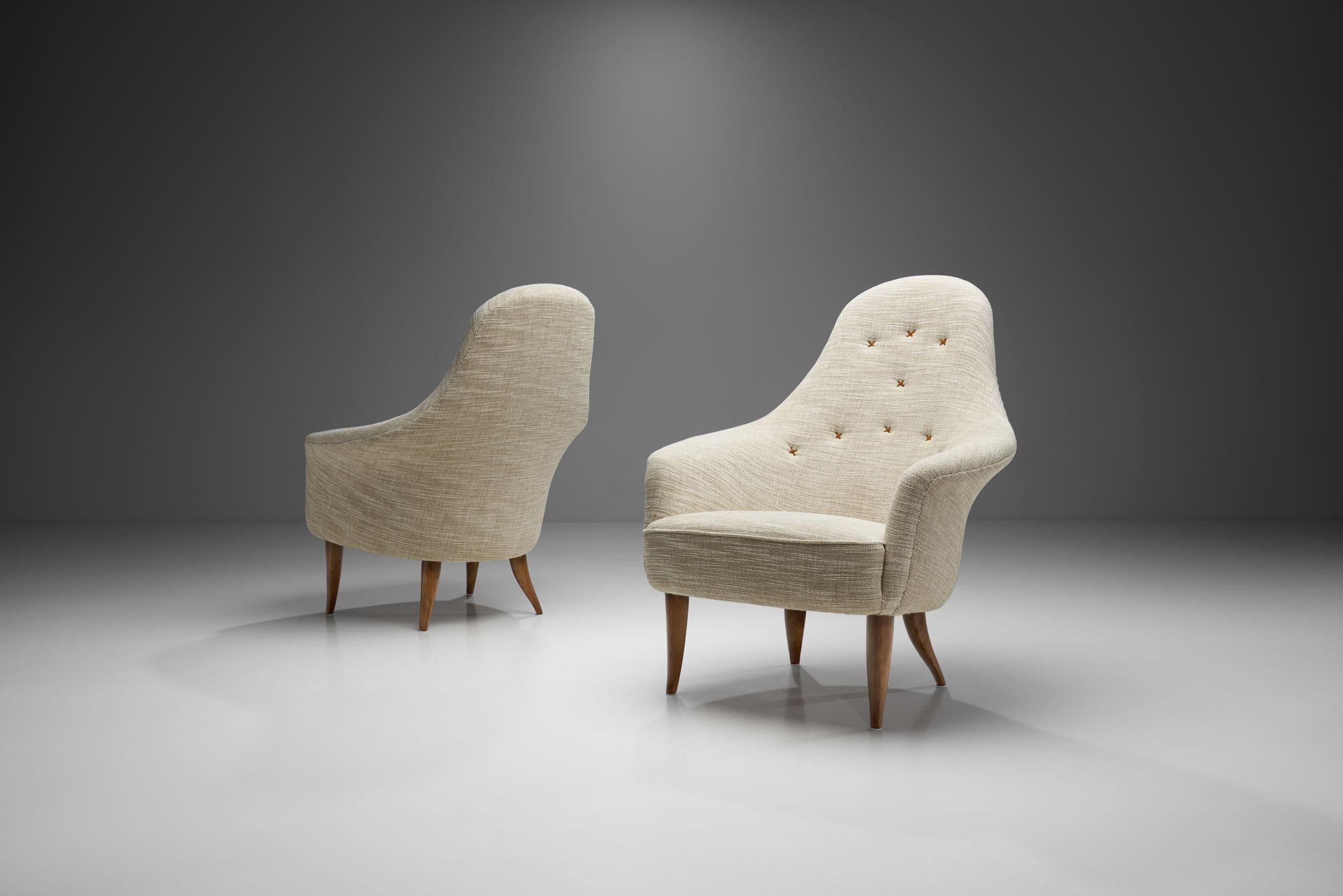 Scandinavian Modern Kerstin Hörlin-Holmquist “Adam” Easy Chairs for Nordiska Kompaniet, Sweden 1950s For Sale