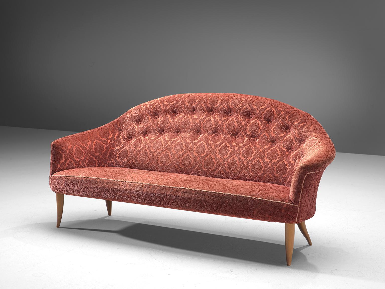 Kerstin Horlin-Holmquist for Nordiska Kompaniet, 'Stora Paradiset' sofa, fabric and wood, Sweden, 1958.

Elegant two-seat sofa by Swedish designer Kerstin Horlin-Holmquist. The beautifully tapered and curved legs compliments the design of the seat