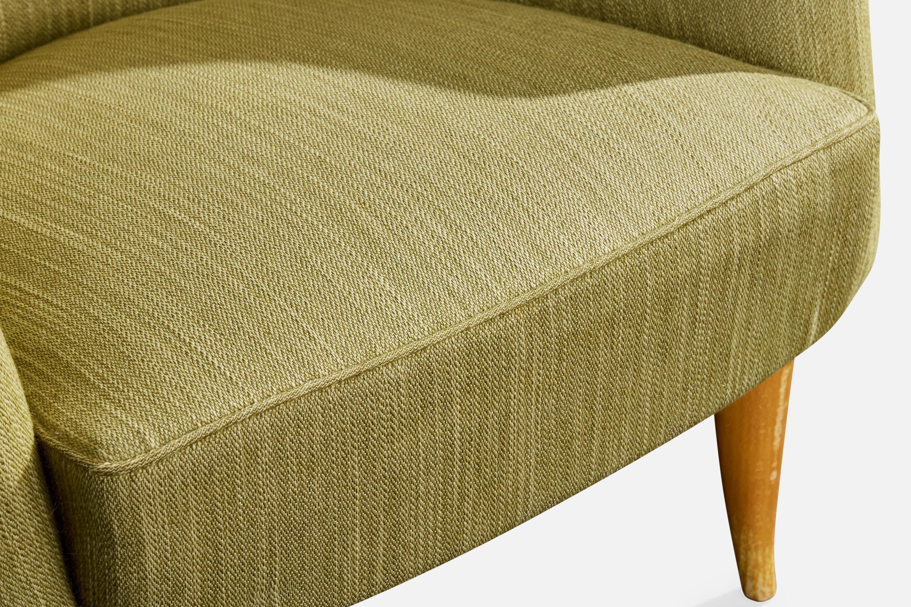 Kerstin Hörlin Holmquist, Lounge Chairs, Wood, Fabric, Sweden, 1950s For Sale 5