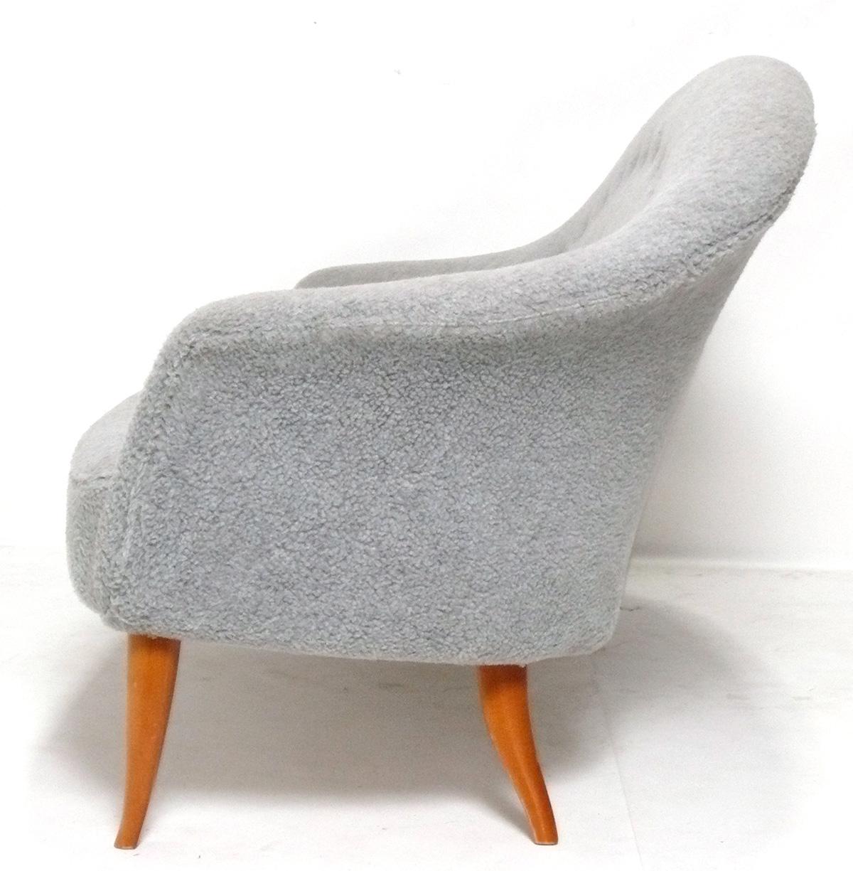 Mid-Century Modern Kerstin Hörlin-Holmquist Paradise Model Sofa in Light Gray Boucle Danish Modern For Sale