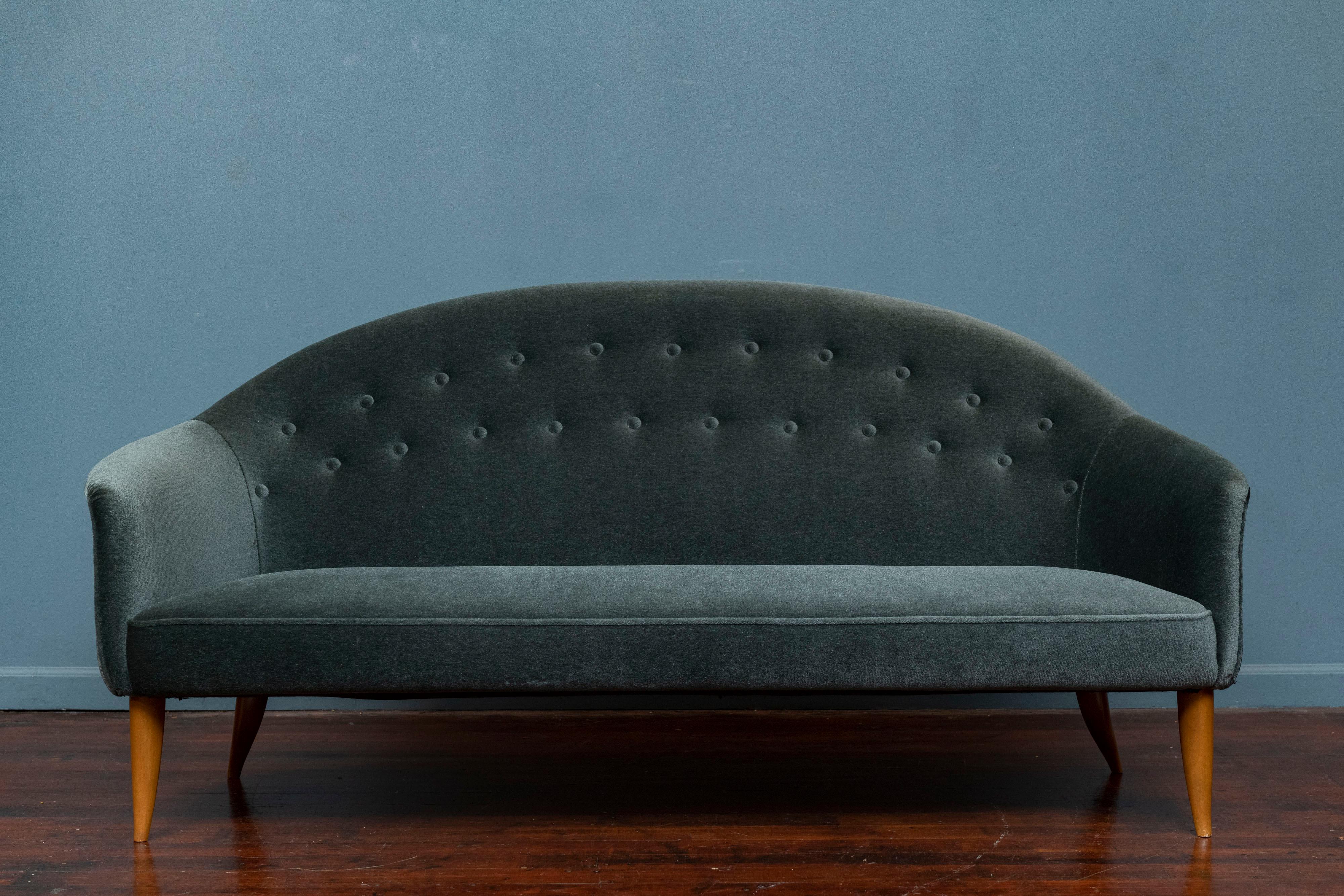 Kerstin Horlin Holmquist design Paridiset sofa, newer dark teal mohair upholstery, very comfy and ready to install.